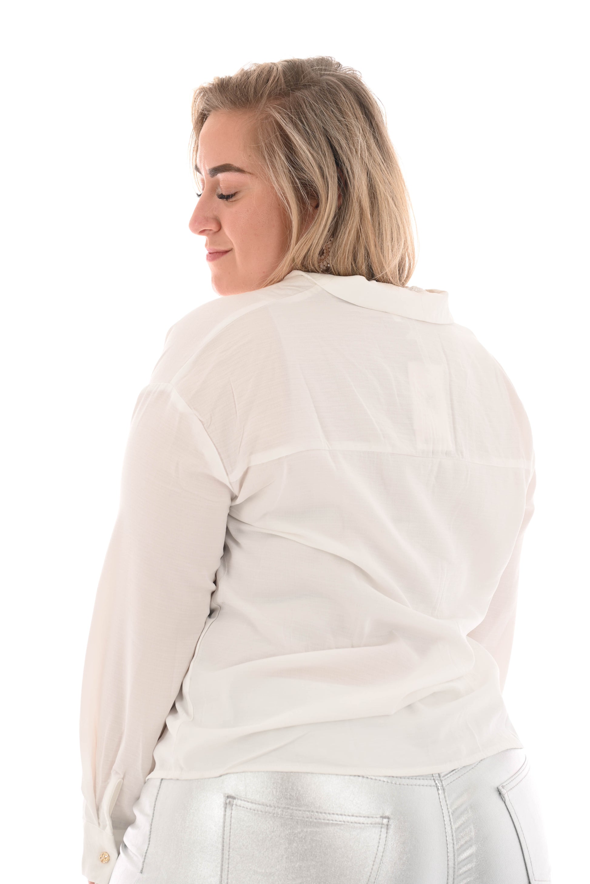 Blouse kanten v-hals wit