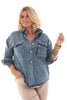 Spijkerblouse met borstzakken middenblauw