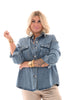 Spijkerblouse met borstzakken middenblauw