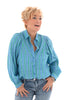 V gestreepte blouse blauw/groen