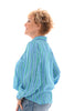 V gestreepte blouse blauw/groen