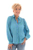 V gestreepte blouse blauw/groen