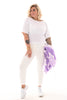 Shirt lurex hals wit