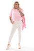 Shirt lurex hals lichtroze