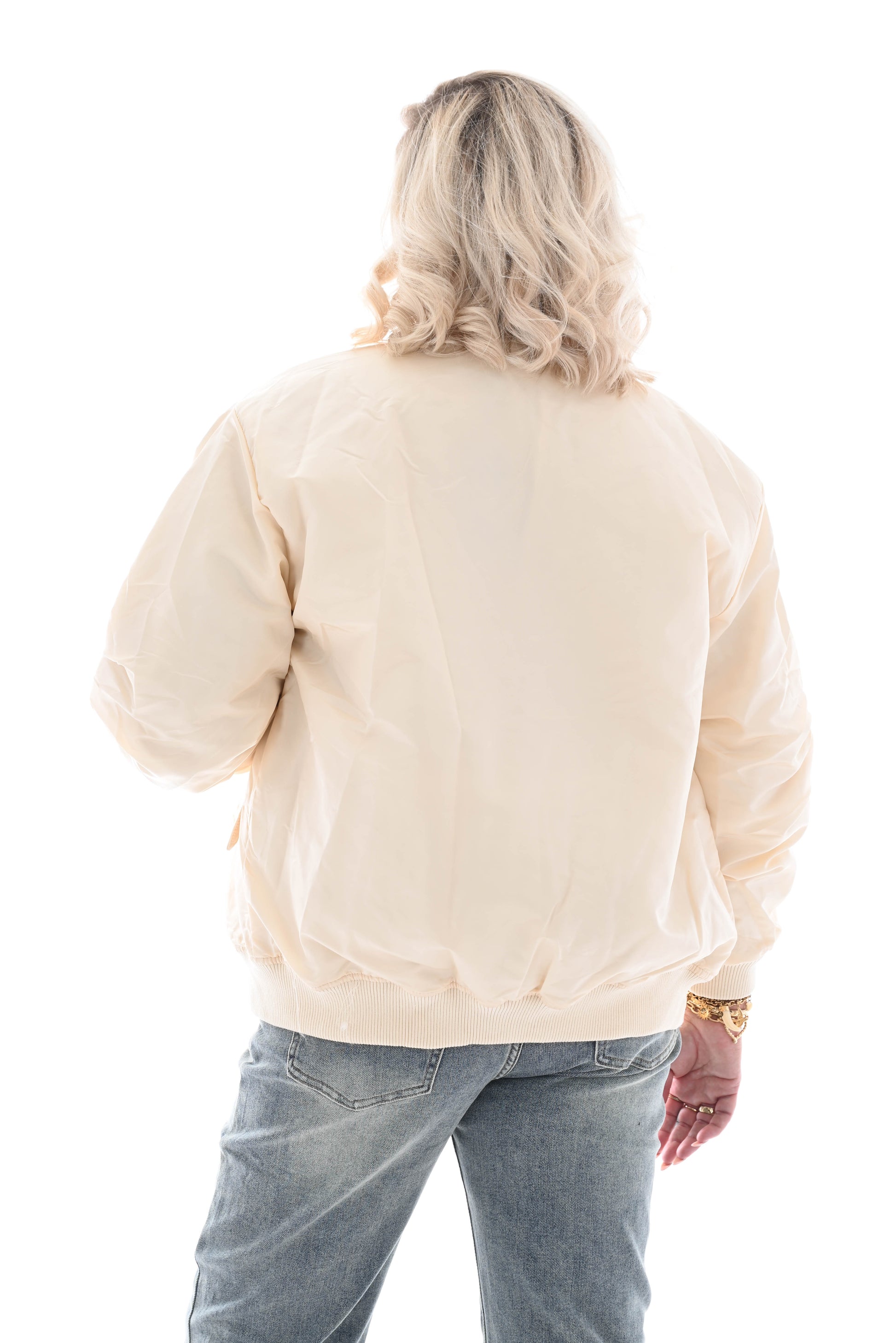 Silky bomber jas beige