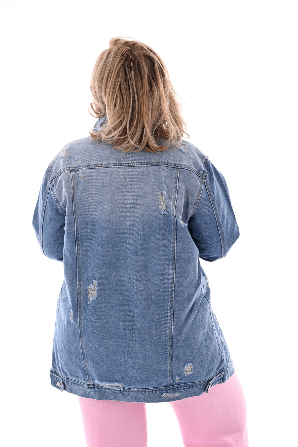 Half lange spijkerjas slijtage blauw