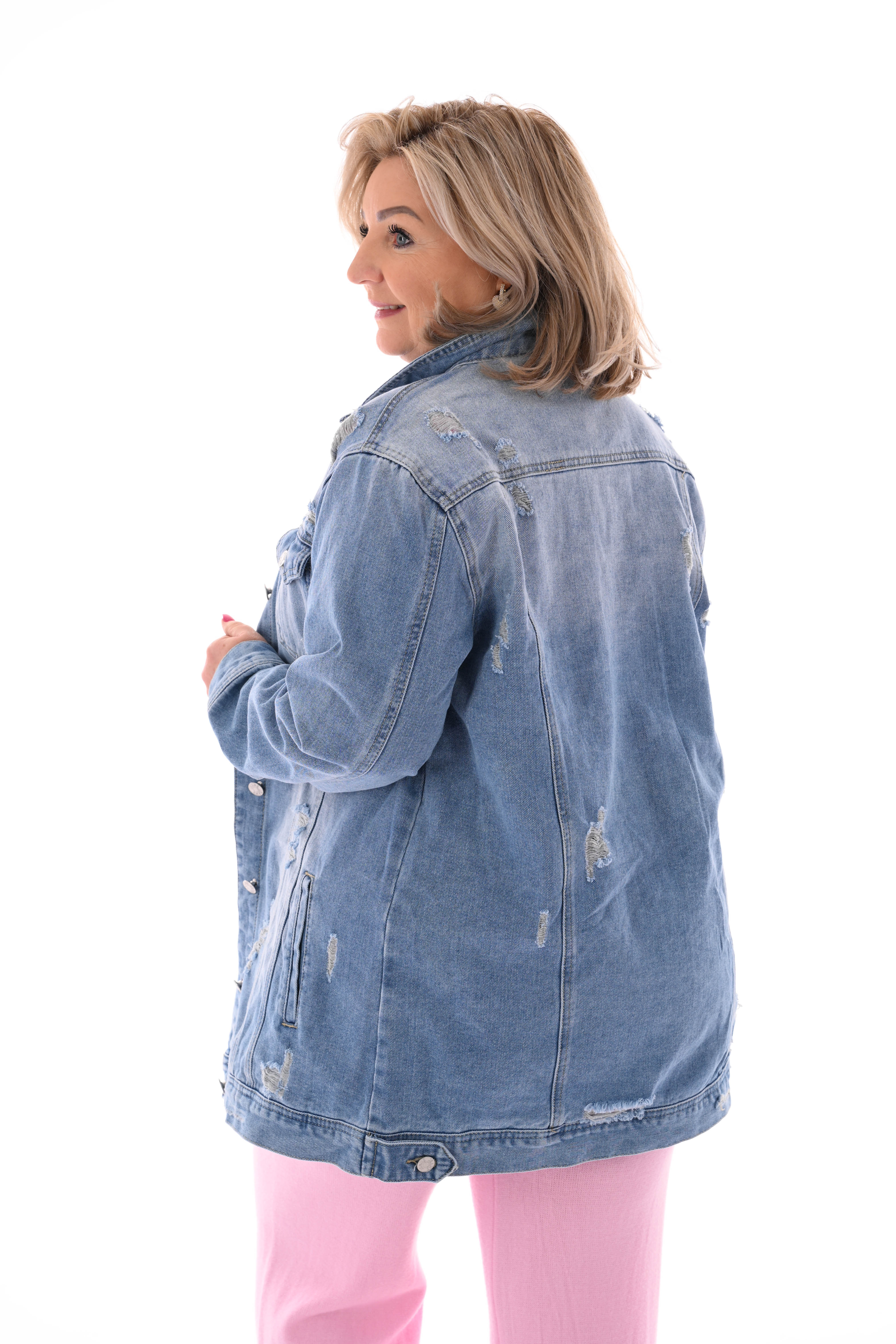 Half lange spijkerjas slijtage blauw