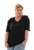 Shirt gedrapeerde korte mouwen zwart