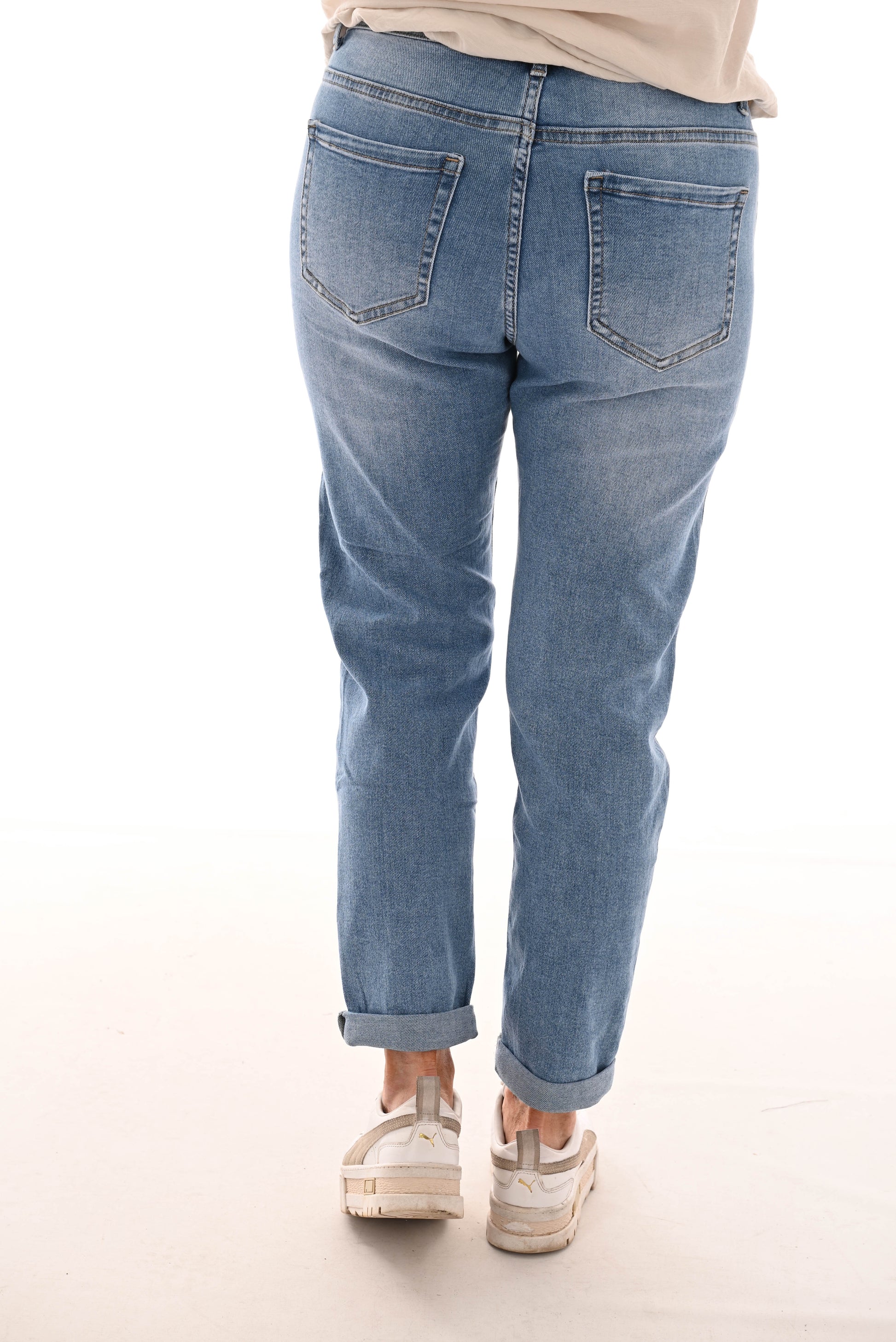 G-smack mom jeans met riem blauw