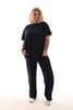Tweedelig pak korte mouwen ronde hals marineblauw