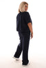 Tweedelig pak korte mouwen ronde hals marineblauw