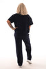 Tweedelig pak korte mouwen ronde hals marineblauw