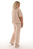 Tweedelig pak korte mouwen ronde hals beige