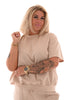 Tweedelig pak korte mouwen ronde hals beige