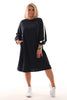 Sweaterdress met bies marineblauw