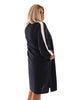 Sweaterdress met bies marineblauw