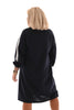 Sweaterdress met bies marineblauw