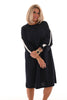 Sweaterdress met bies marineblauw