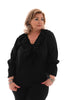 Blouse met roezels v-hals zwart