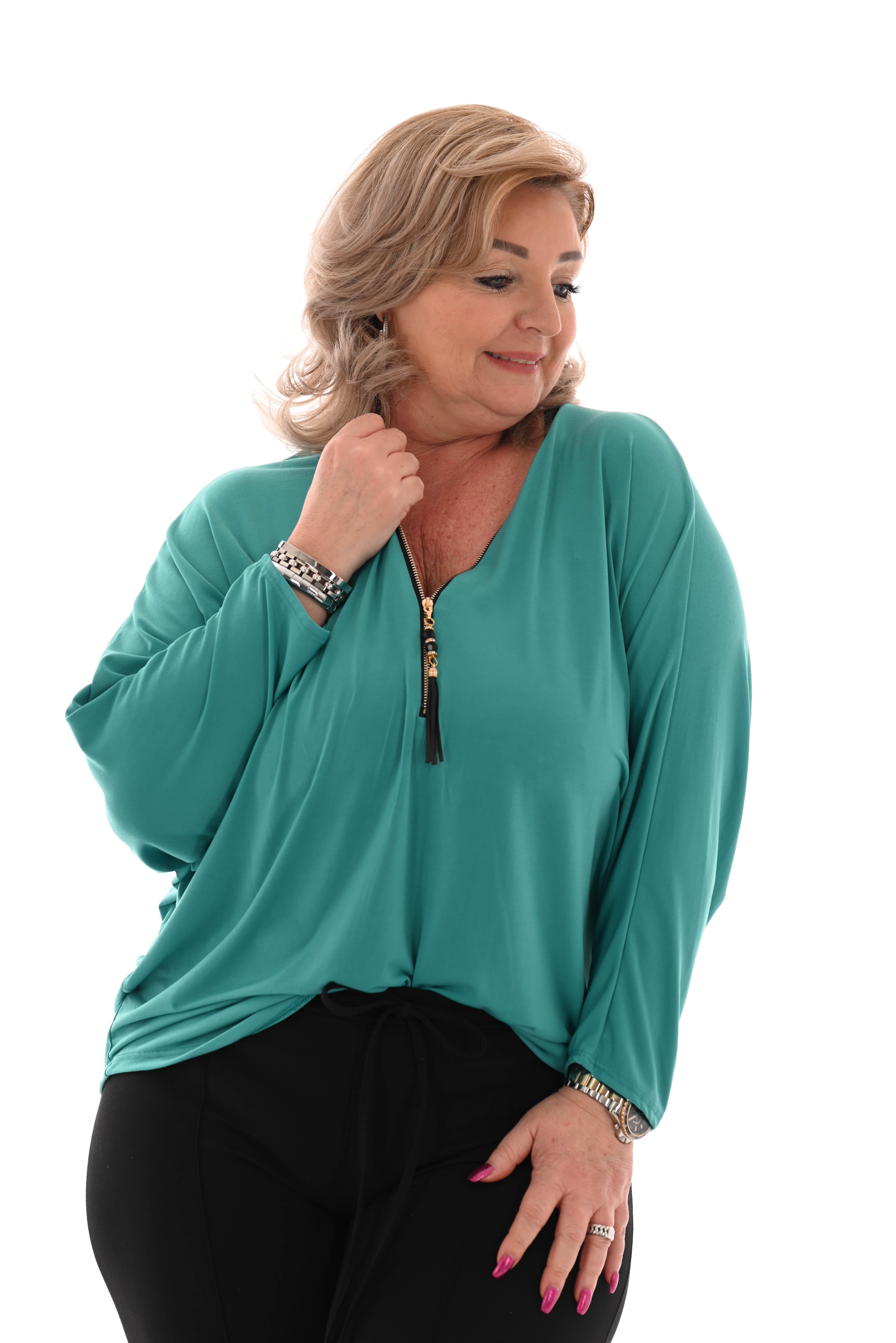 Top v-hals turquoise