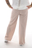 Broek met naad elastieken band beige