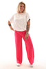 Broek met naad elastieken band fuchsia