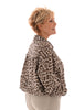 Korte doorknoop blouse panter pofmouwen beige/bruin