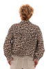 Korte doorknoop blouse panter pofmouwen beige/bruin