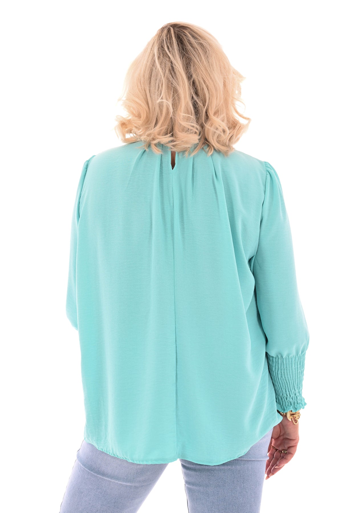 Blouse turtle neck uni turquoise