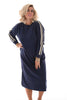 Sweaterdress met bies marineblauw/zwart