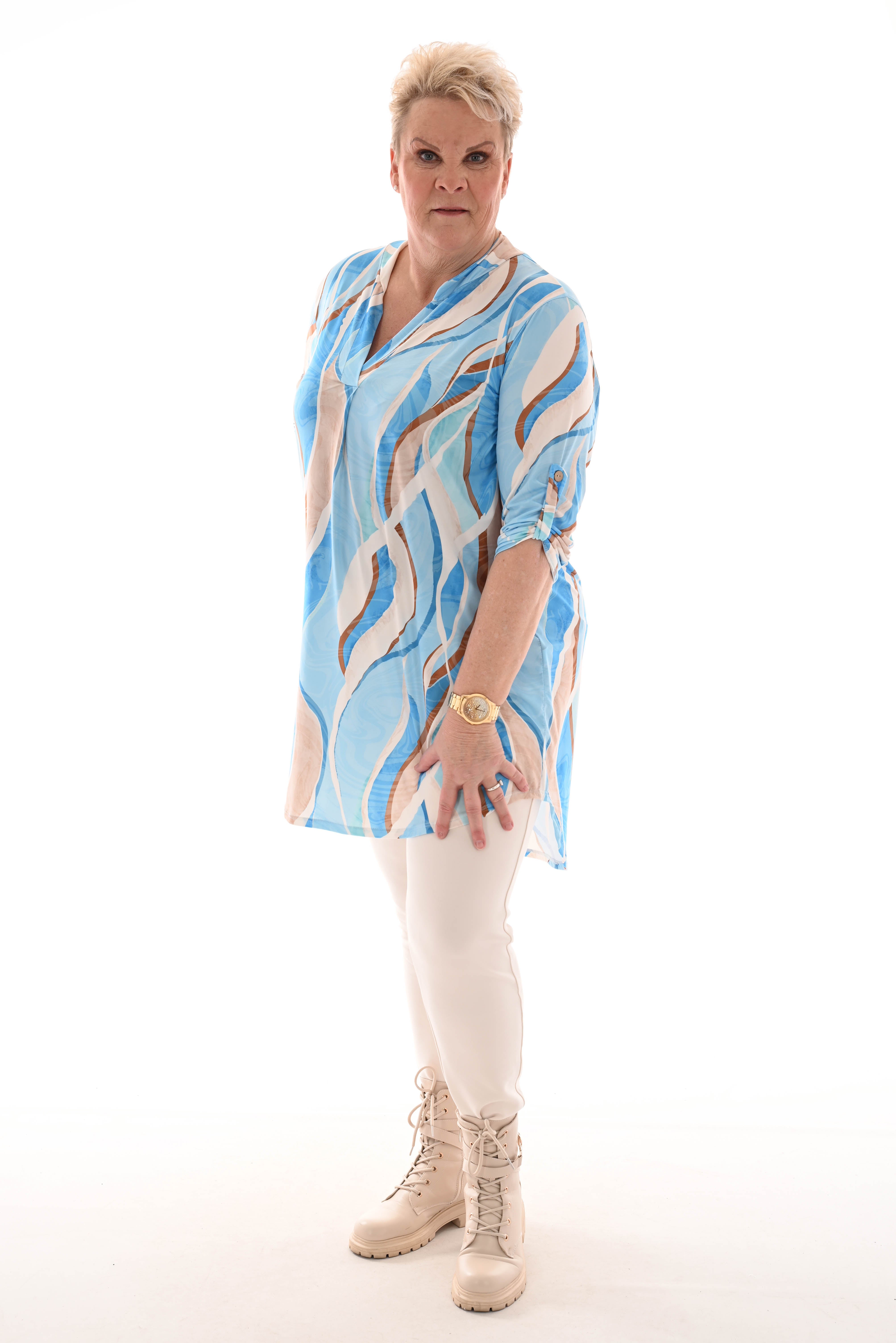 Tuniek ophaalmouwen bogen blauw