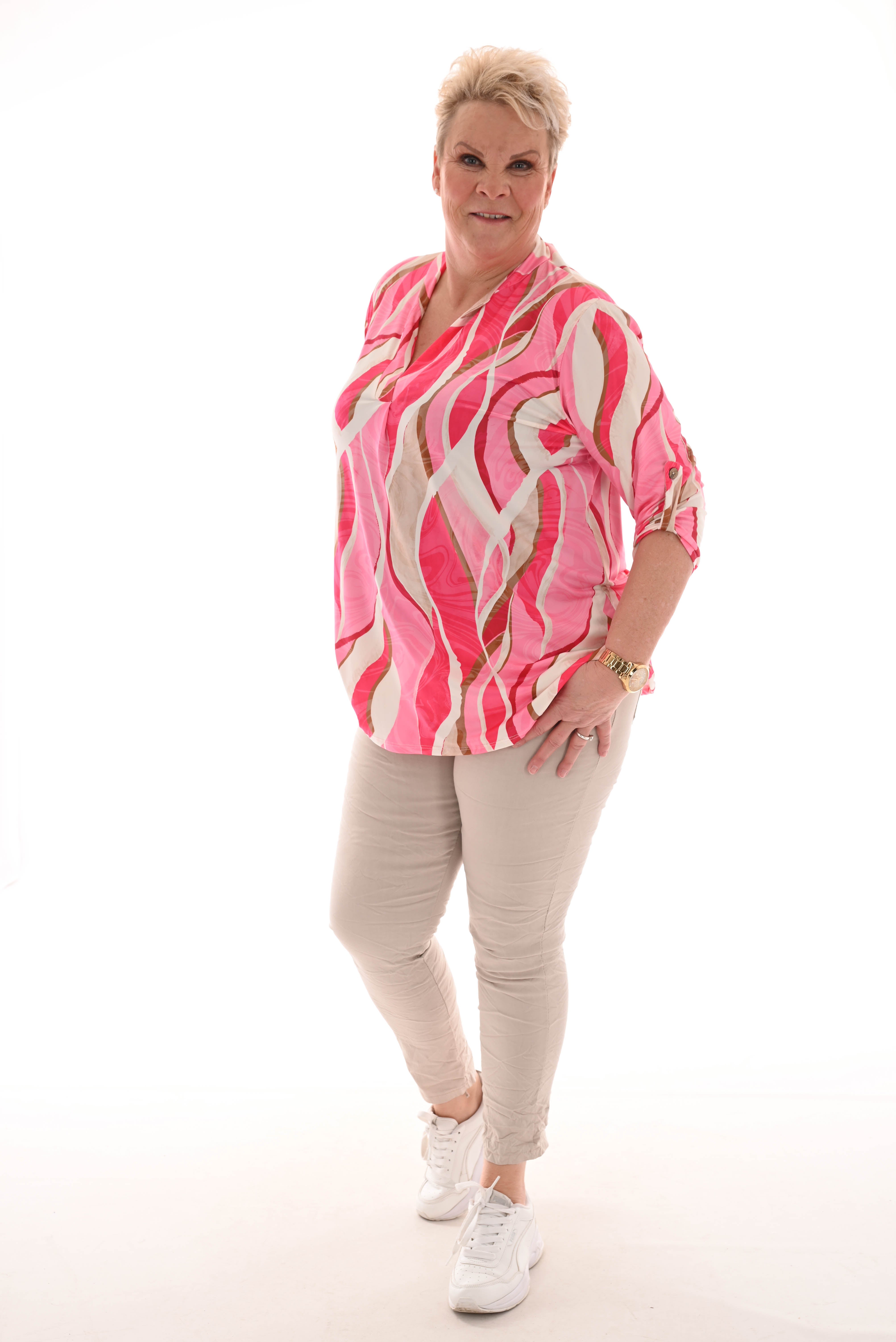 Top multi ophaalmouwen bogen roze