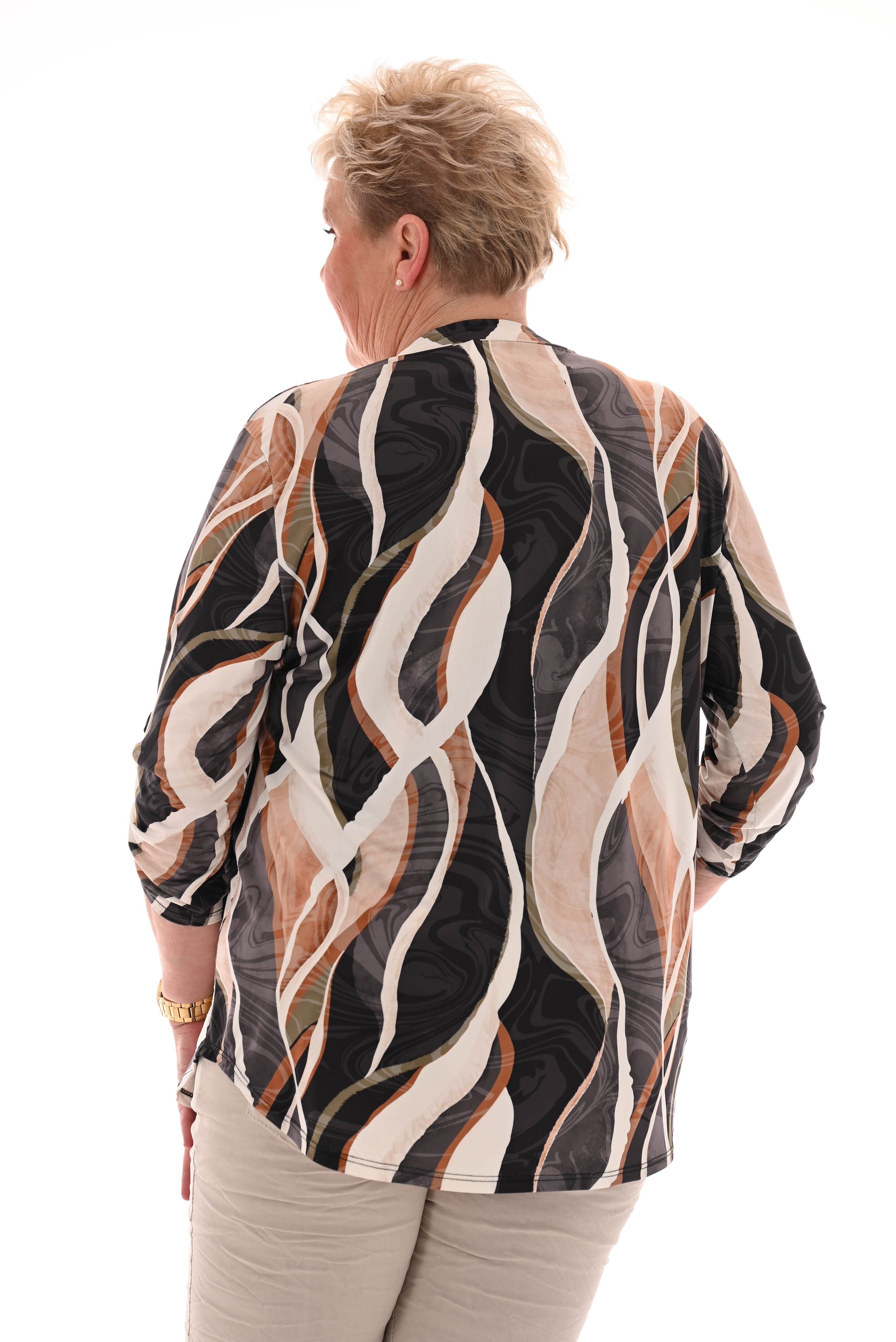 Top multi ophaalmouwen bogen zwart