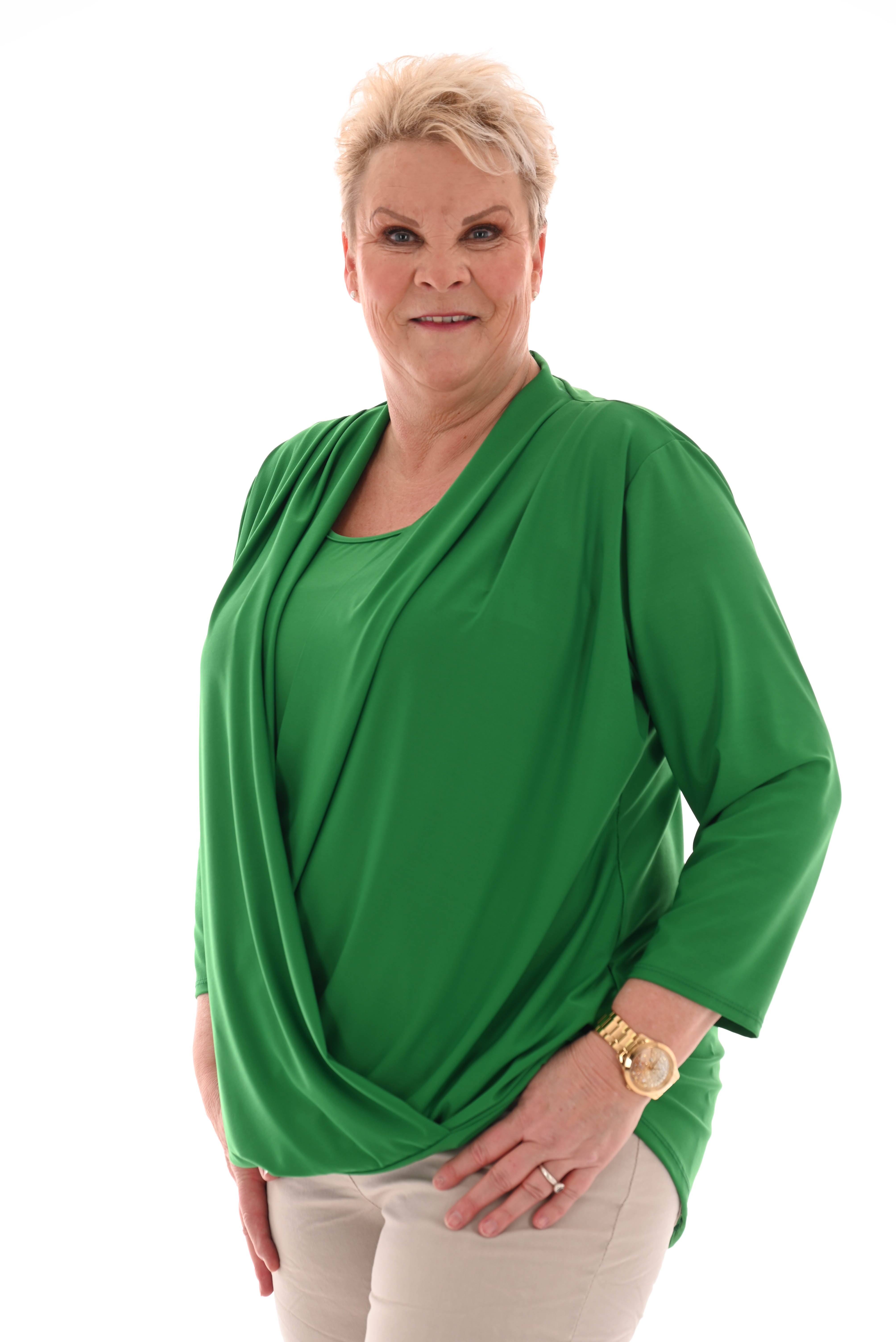 Overslag top 3/4e mouwen groen