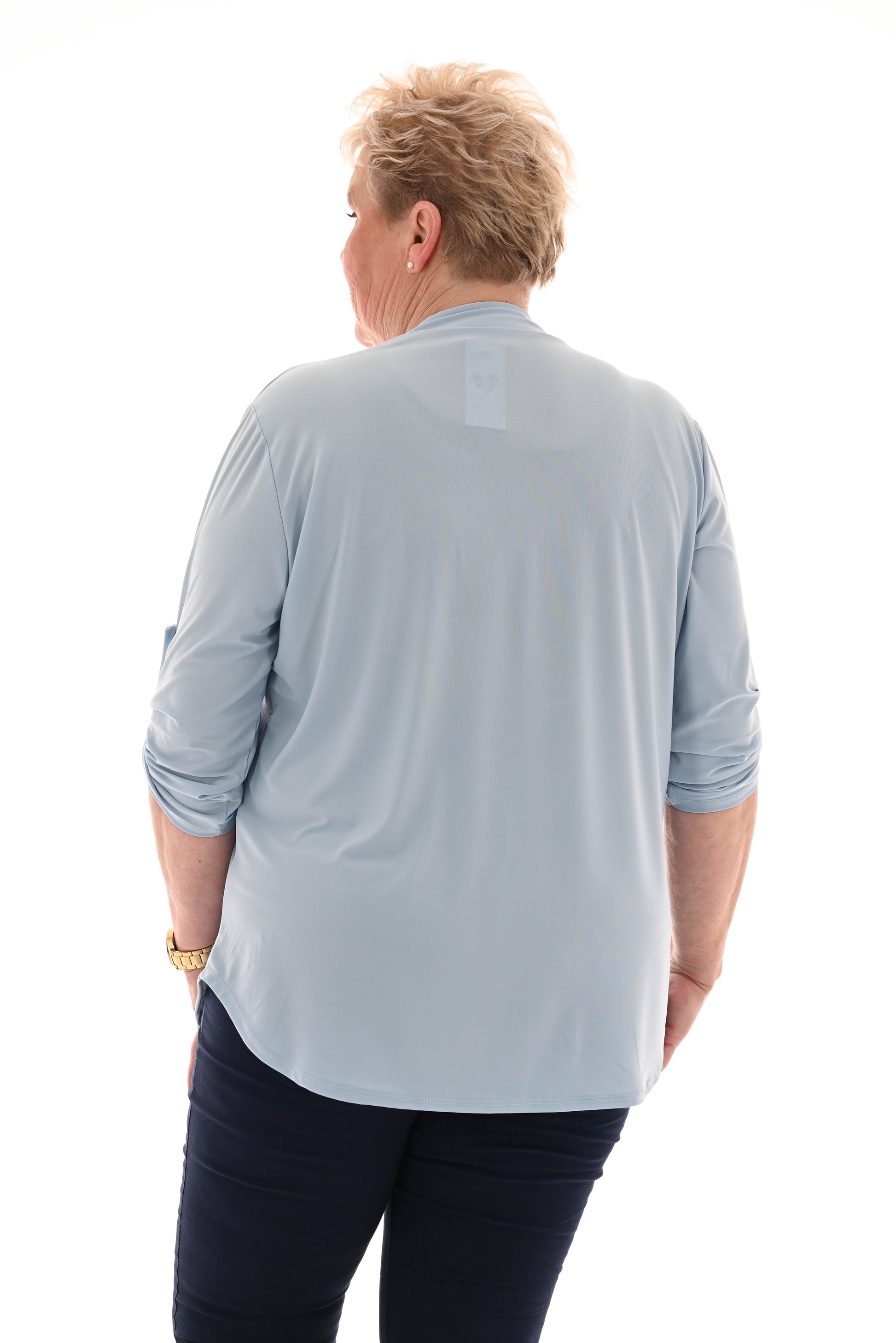 Top v-hals ophaalmouwen uni lichtblauw