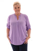 Top v-hals ophaalmouwen uni lila