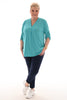 Top v-hals ophaalmouwen uni aqua