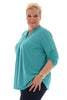 Top v-hals ophaalmouwen uni aqua