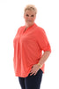 Top v-hals ophaalmouwen uni oranje
