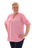 Top v-hals ophaalmouwen uni lichtroze