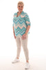 Travel top v-hals met kraag schupjes turquoise