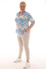 Travel top v-hals met kraag schupjes blauw