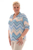Travel top v-hals met kraag schupjes blauw