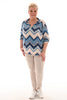 Travel top v-hals met kraag schupjes marineblauw