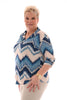Travel top v-hals met kraag schupjes marineblauw