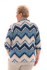 Travel top v-hals met kraag schupjes marineblauw