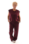 Tweedelig pak gilet knopen bordeaux