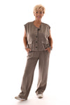 Tweedelig pak gilet knopen taupe