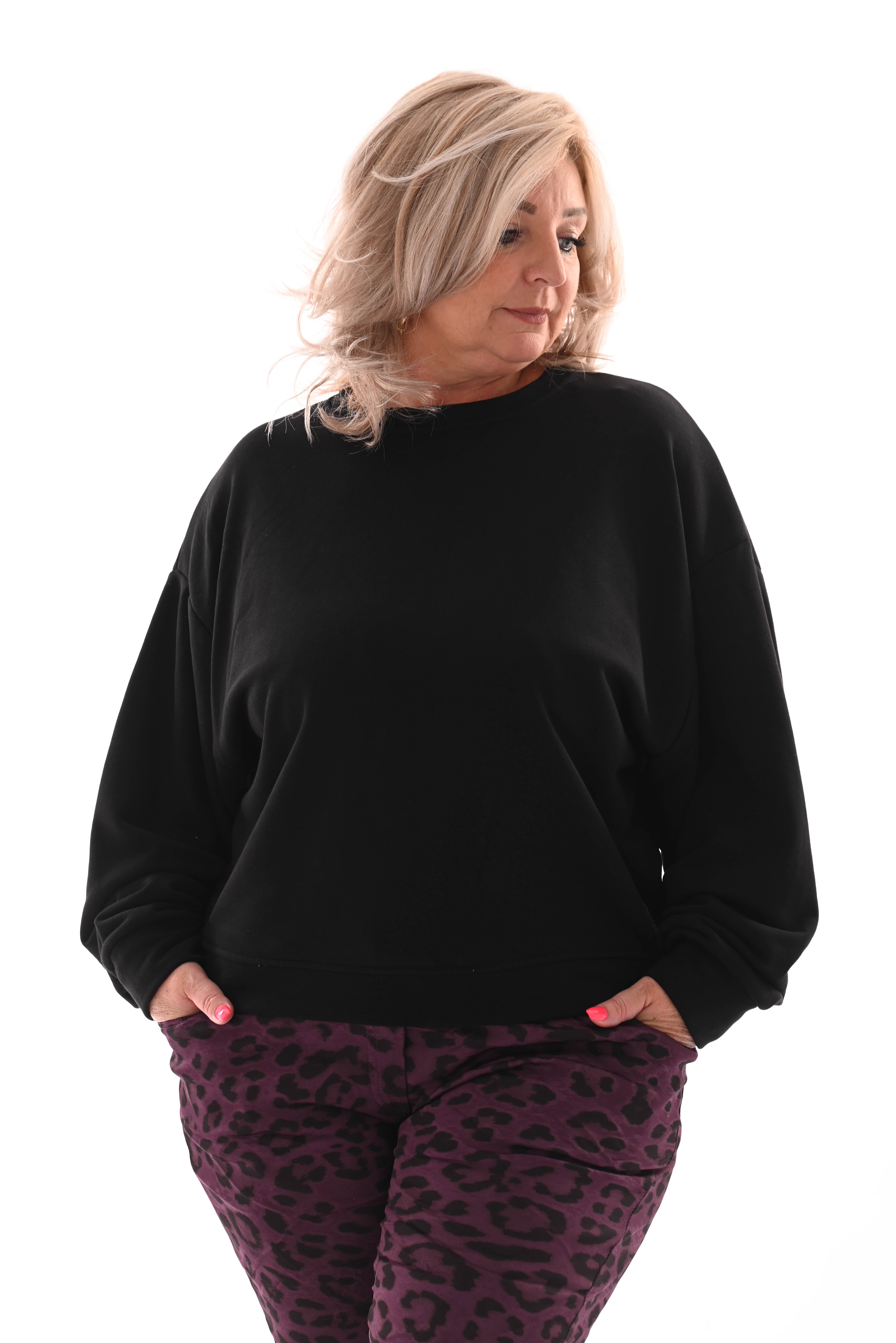 Sweater ronde hals uni zwart