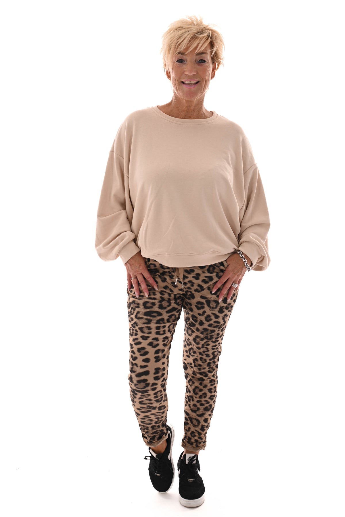 Sweater ronde hals uni beige